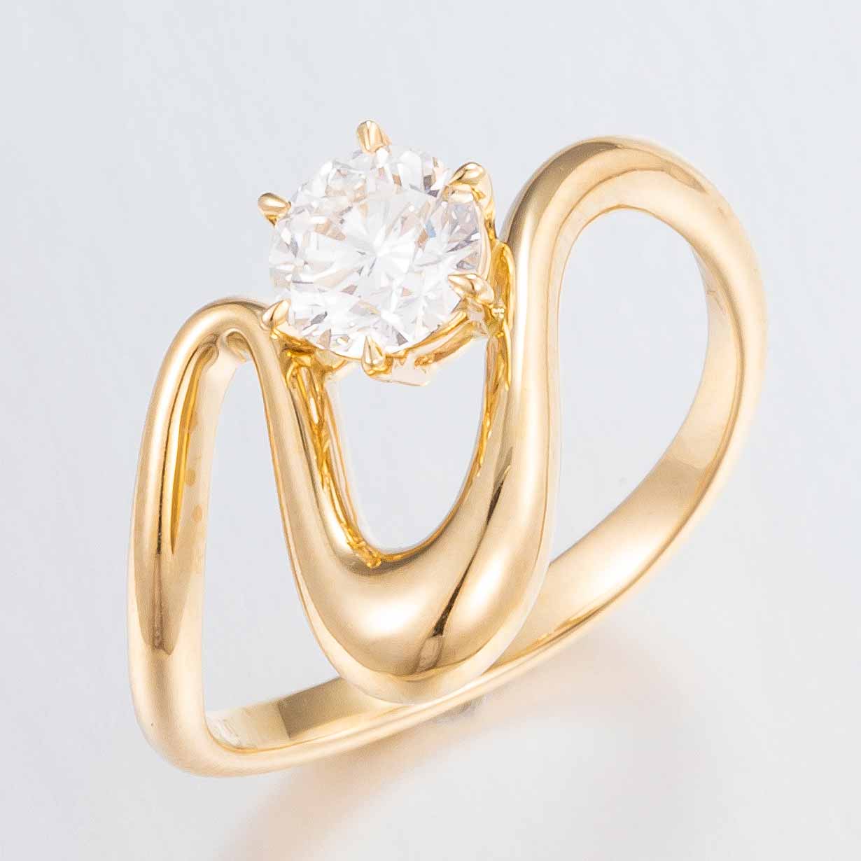 Curved Design Diamond Ring - Moon