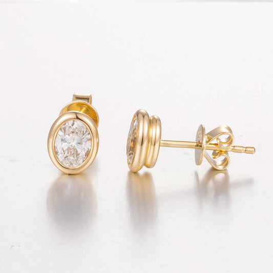 Oval Diamond Studs Earrings - Ruby